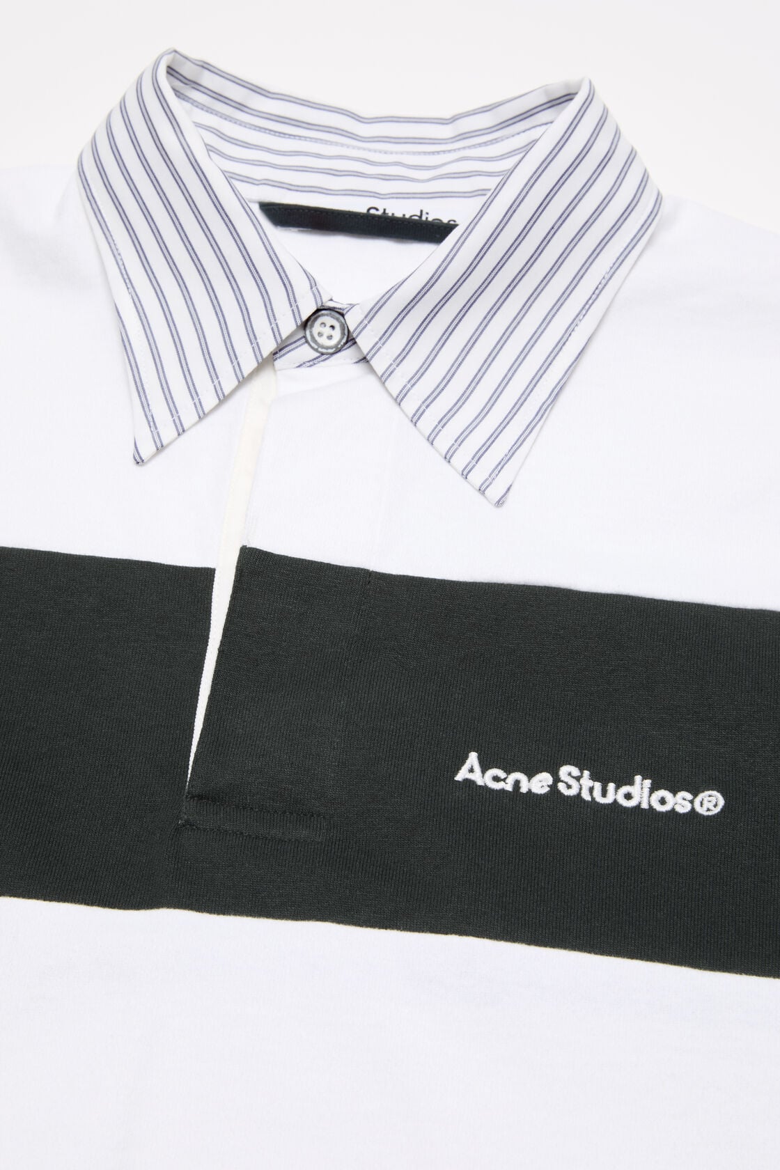 Striped polo sweatshirt - White/black