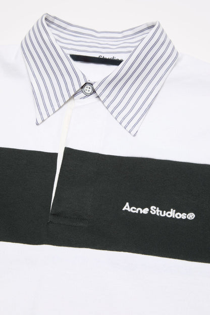 Striped polo sweatshirt - White/black