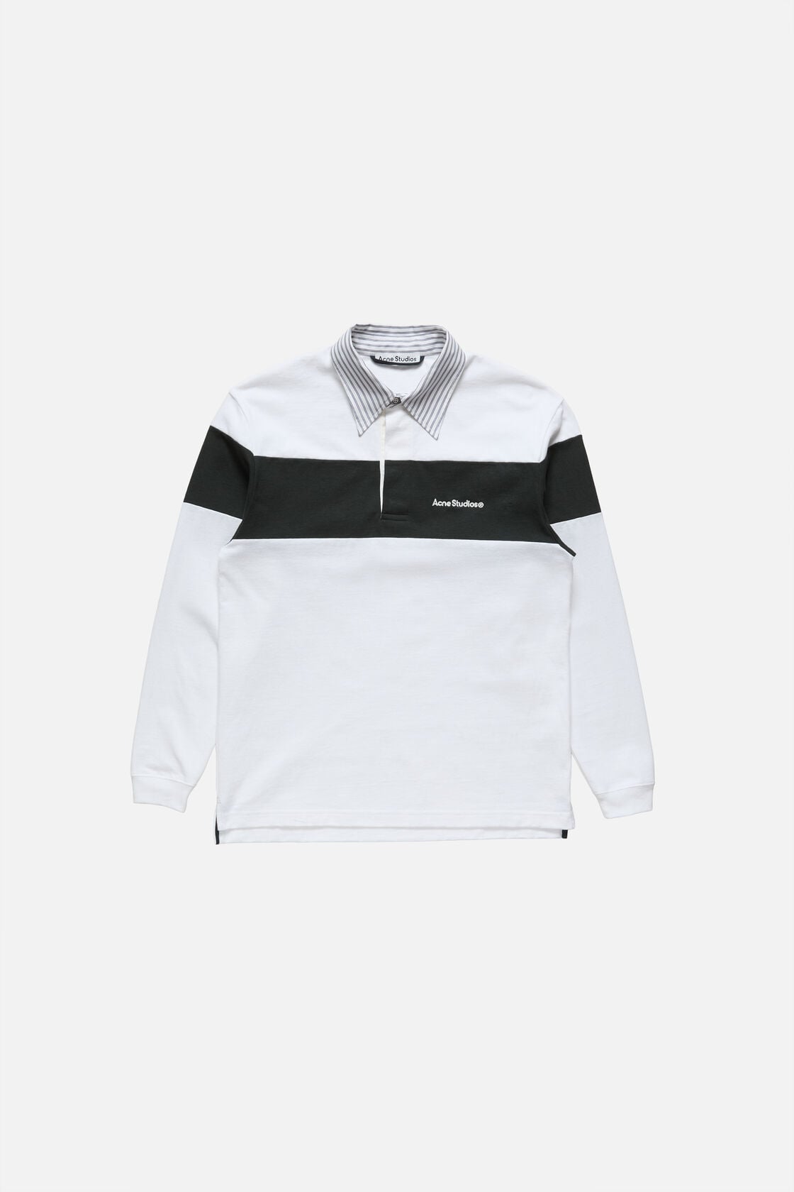 Striped polo sweatshirt - White/black