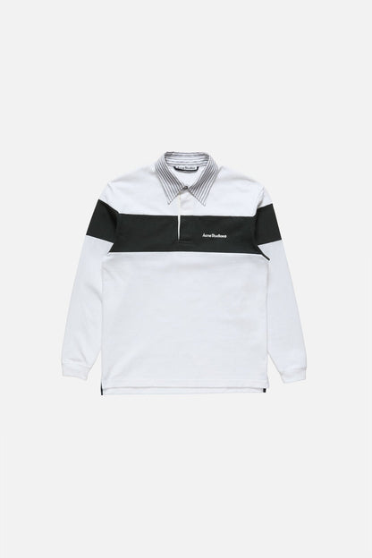 Striped polo sweatshirt - White/black