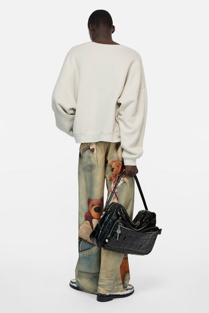Rubber logo fleece sweatshirt - Light taupe