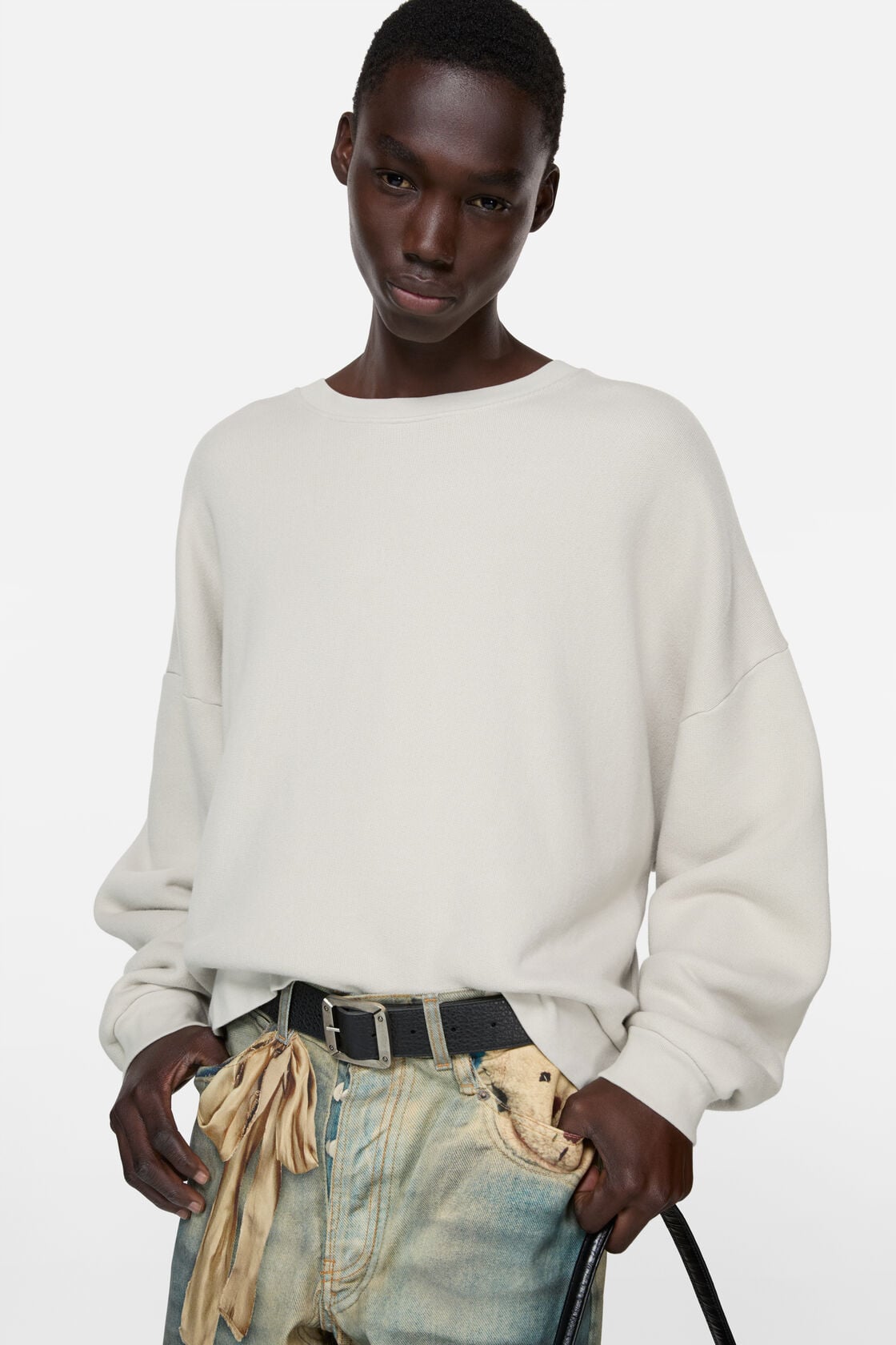 Rubber logo fleece sweatshirt - Light taupe