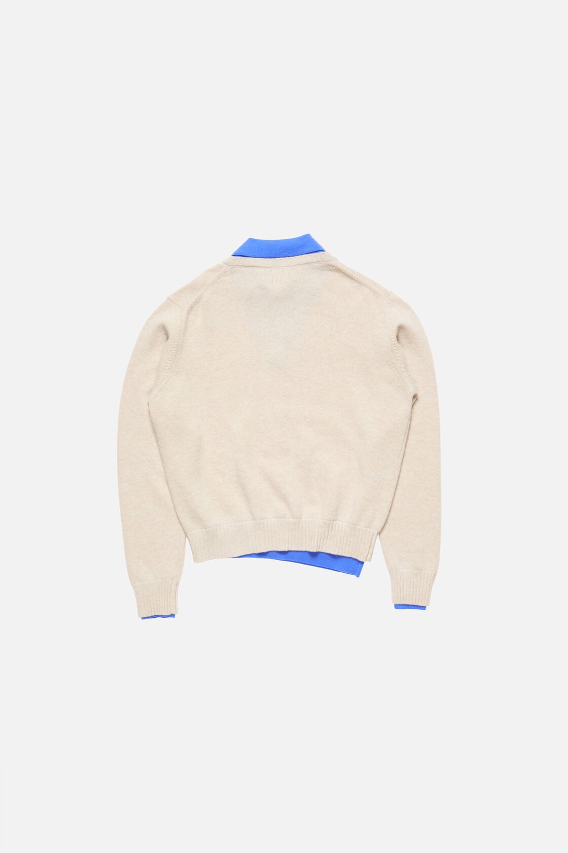 Layered Wool V-Neck Sweater - Dirty white