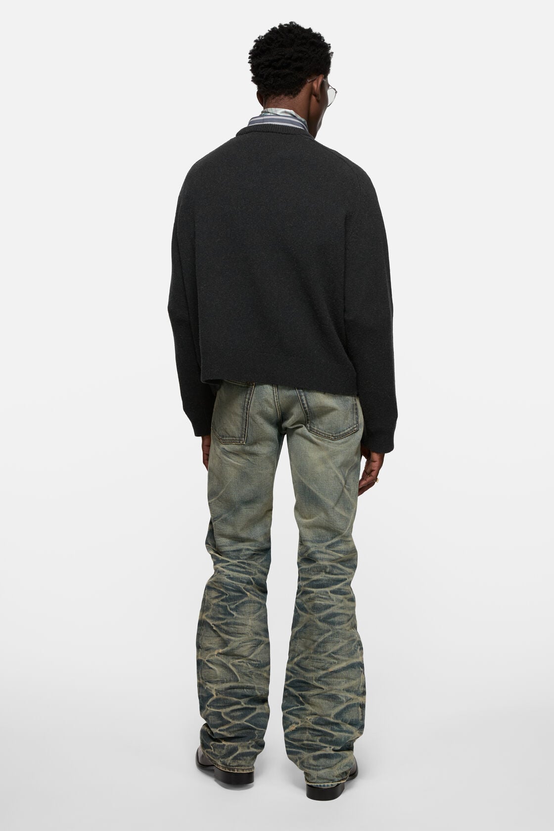 Camel hair v-neck sweater - Black