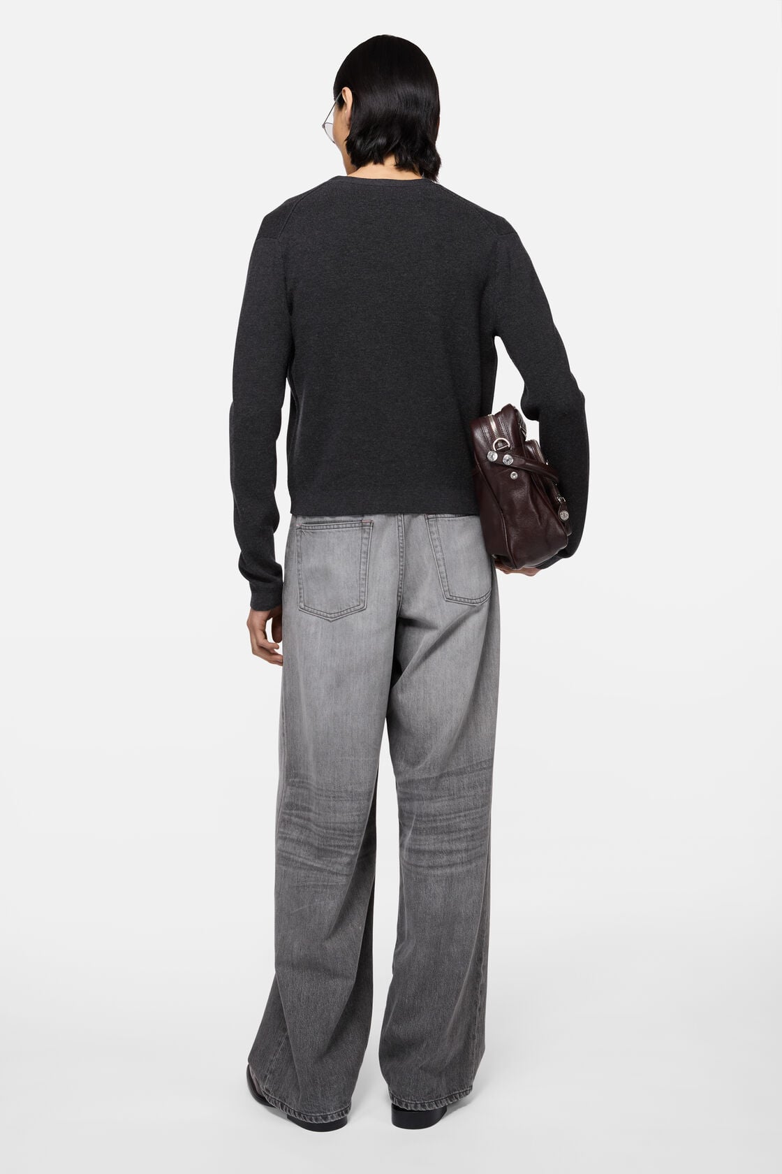 V-neck wool cardigan - Dark Navy Melange