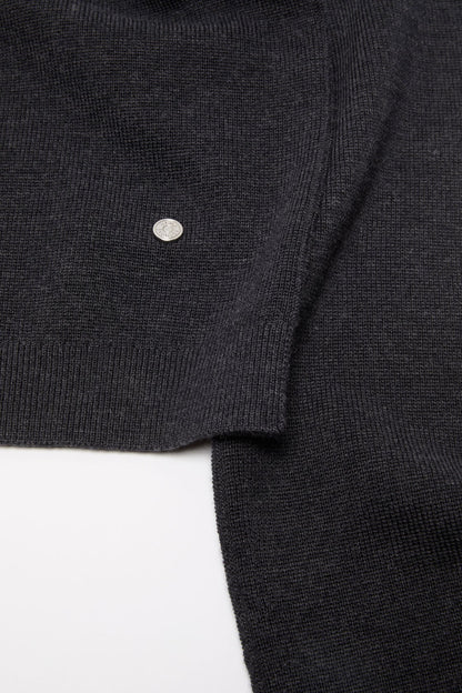 V-neck wool cardigan - Dark Navy Melange