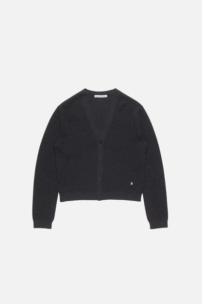 V-neck wool cardigan - Dark Navy Melange