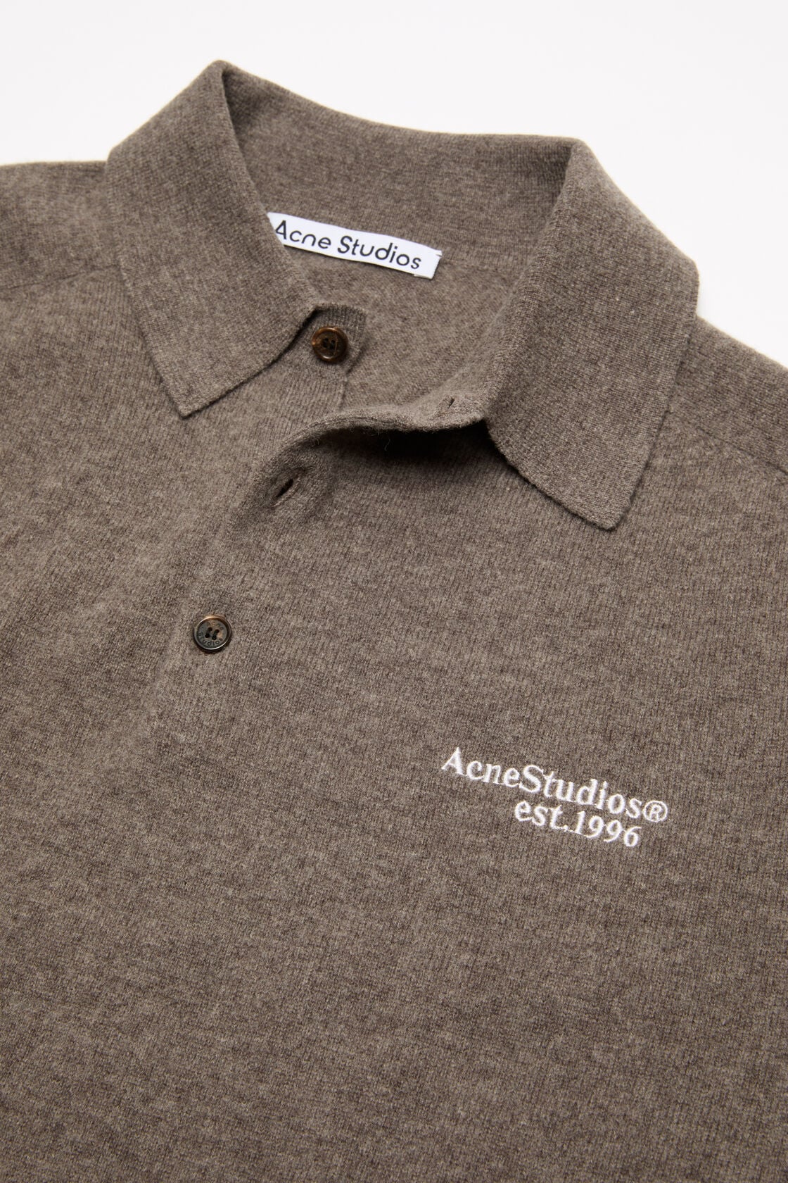 Wool knit polo - Brown melange