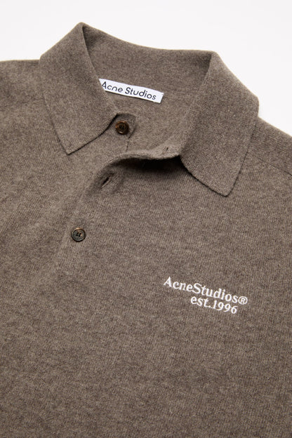 Wool knit polo - Brown melange