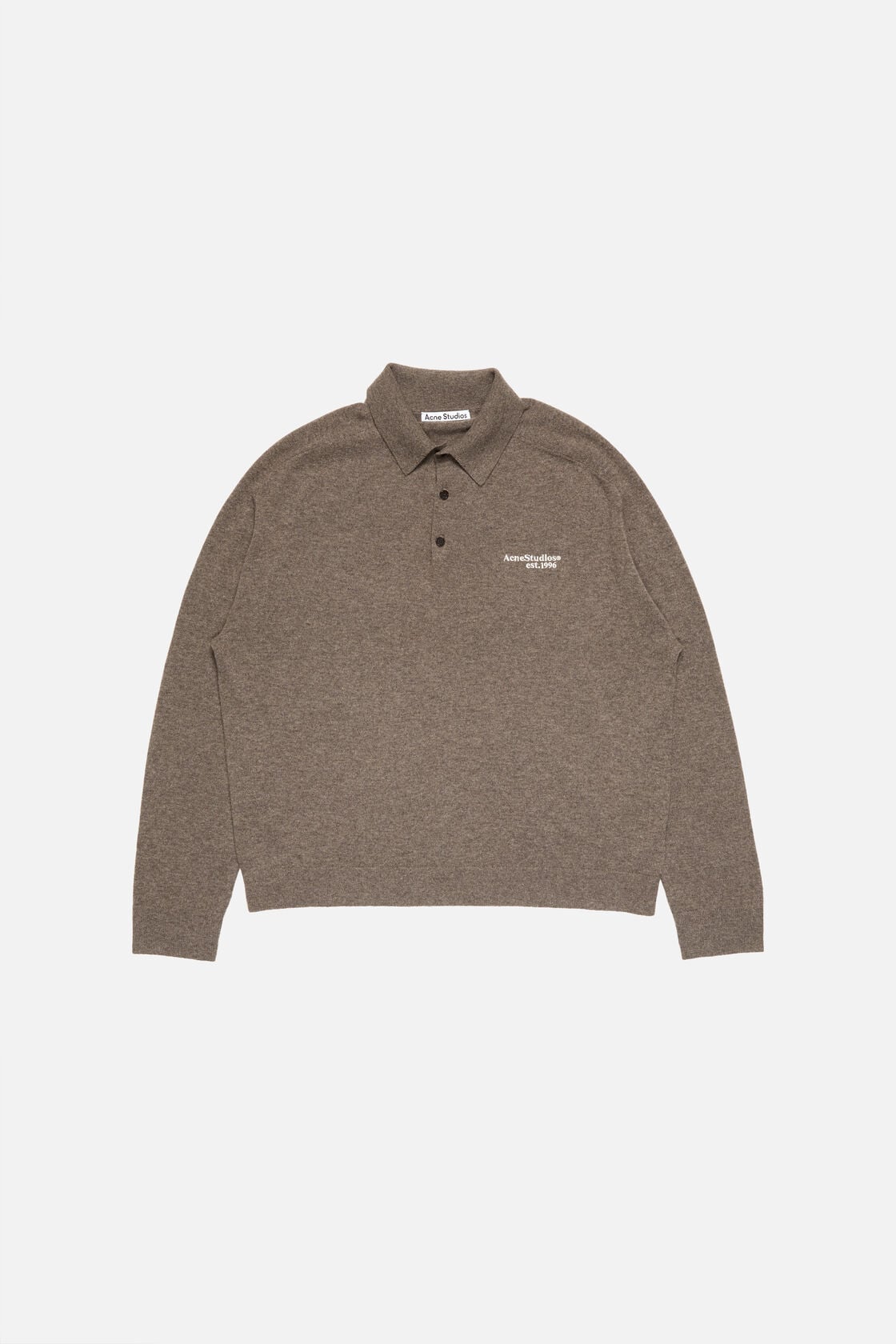 Wool knit polo - Brown melange