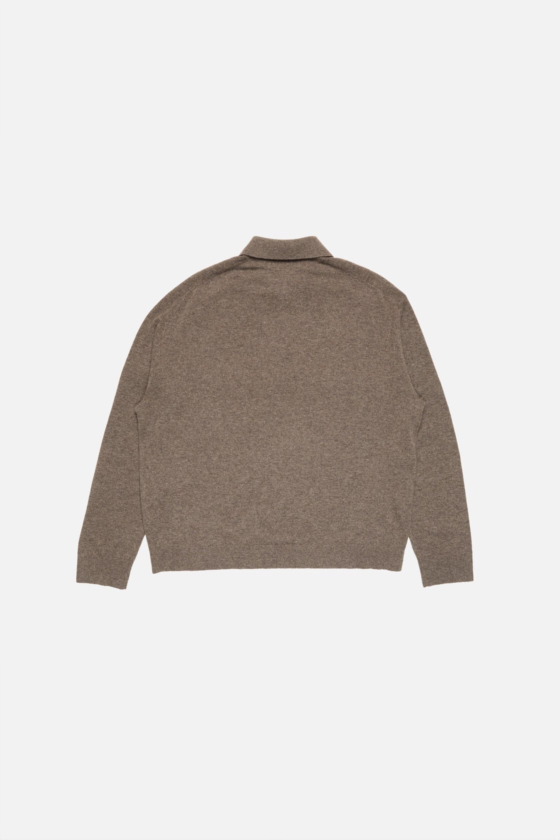 Wool knit polo - Brown melange