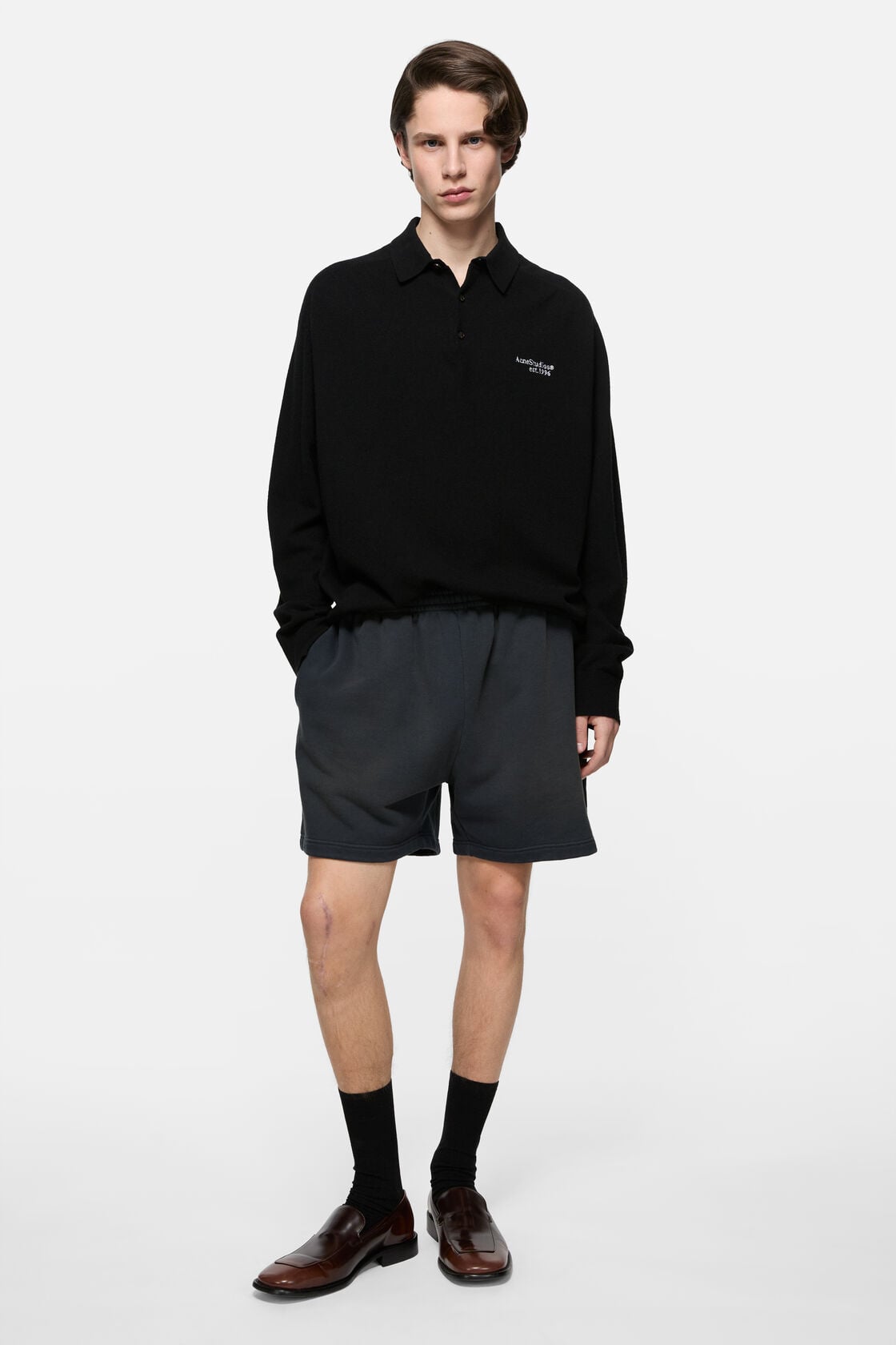 Wool knit polo - Black