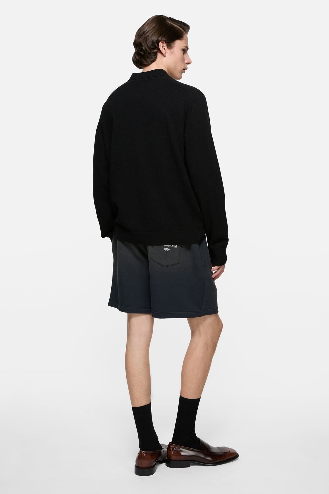 Wool knit polo - Black