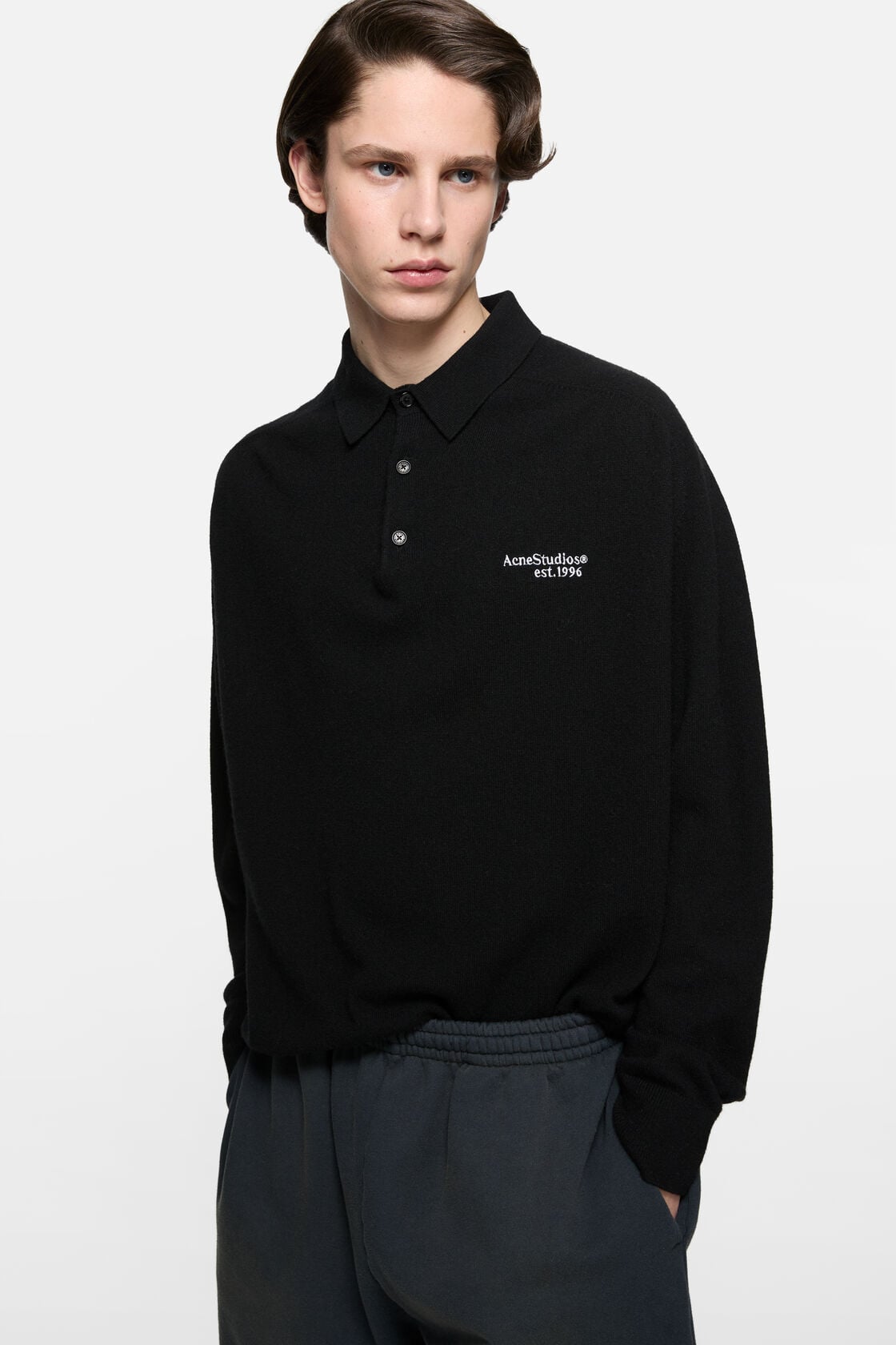 Wool knit polo - Black