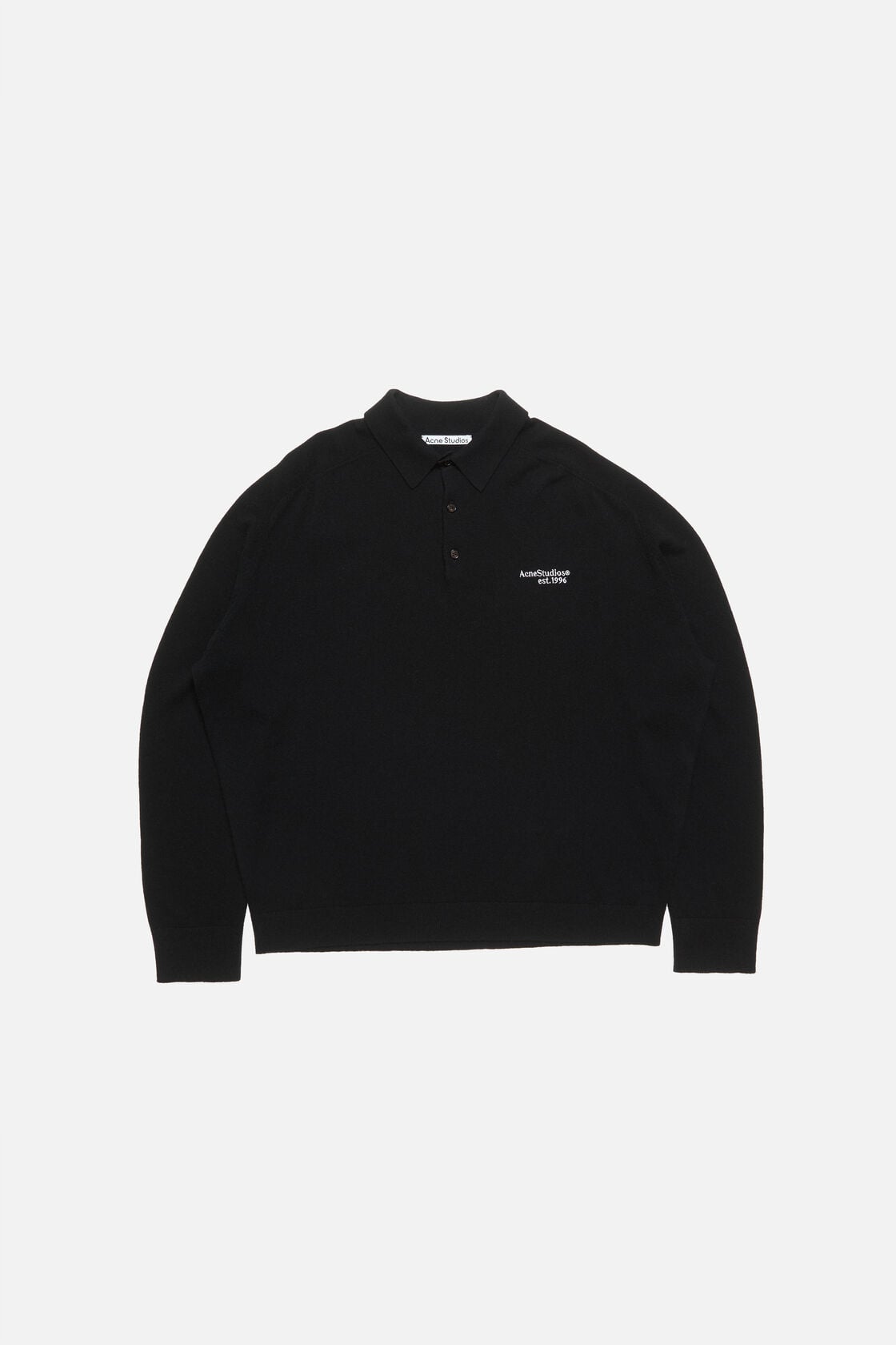 Wool knit polo - Black