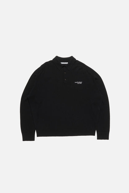Wool knit polo - Black