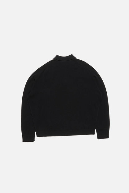 Wool knit polo - Black