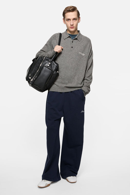 Wool knit polo - Dark grey