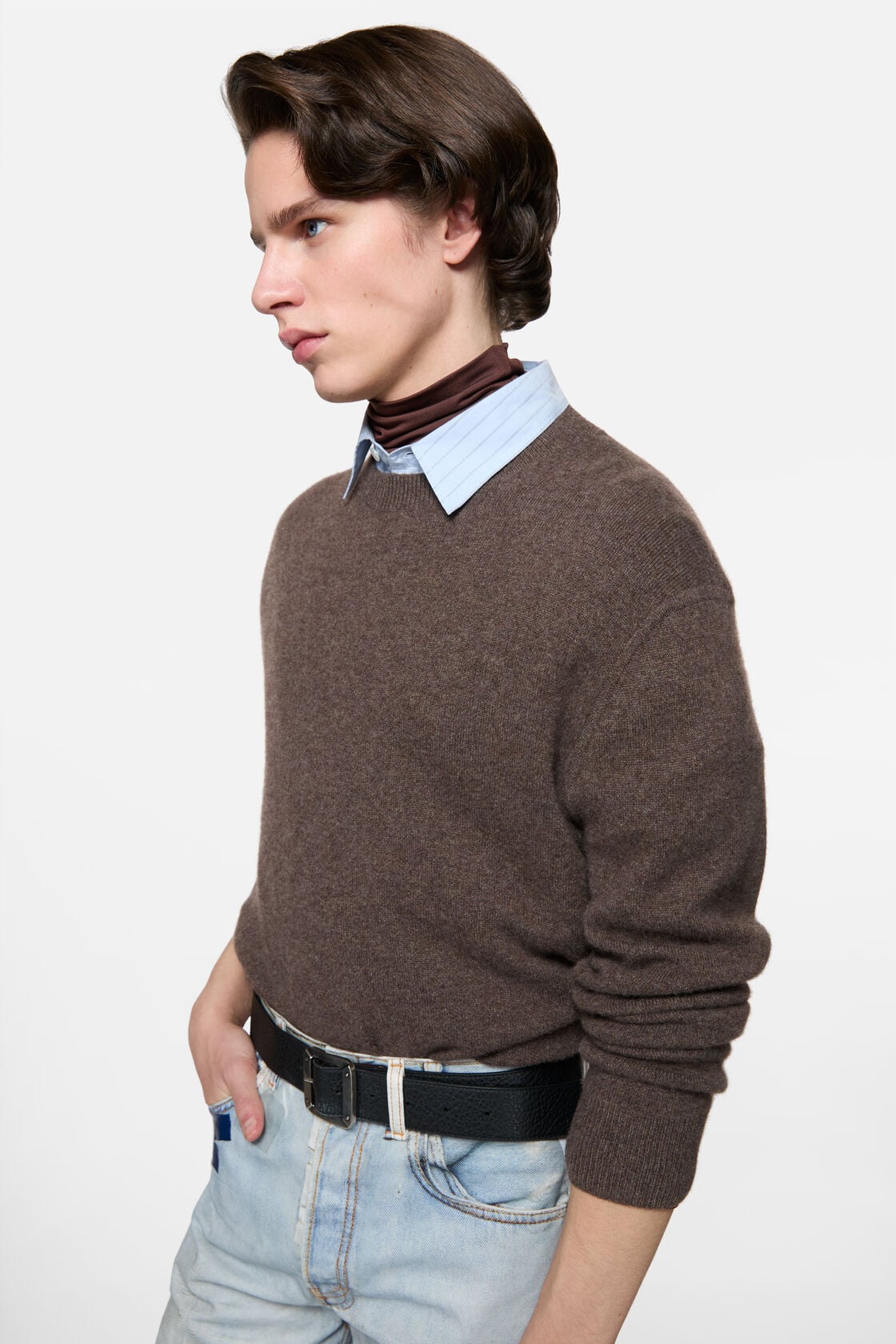 Cashmere sweater with logo - Walnut brown