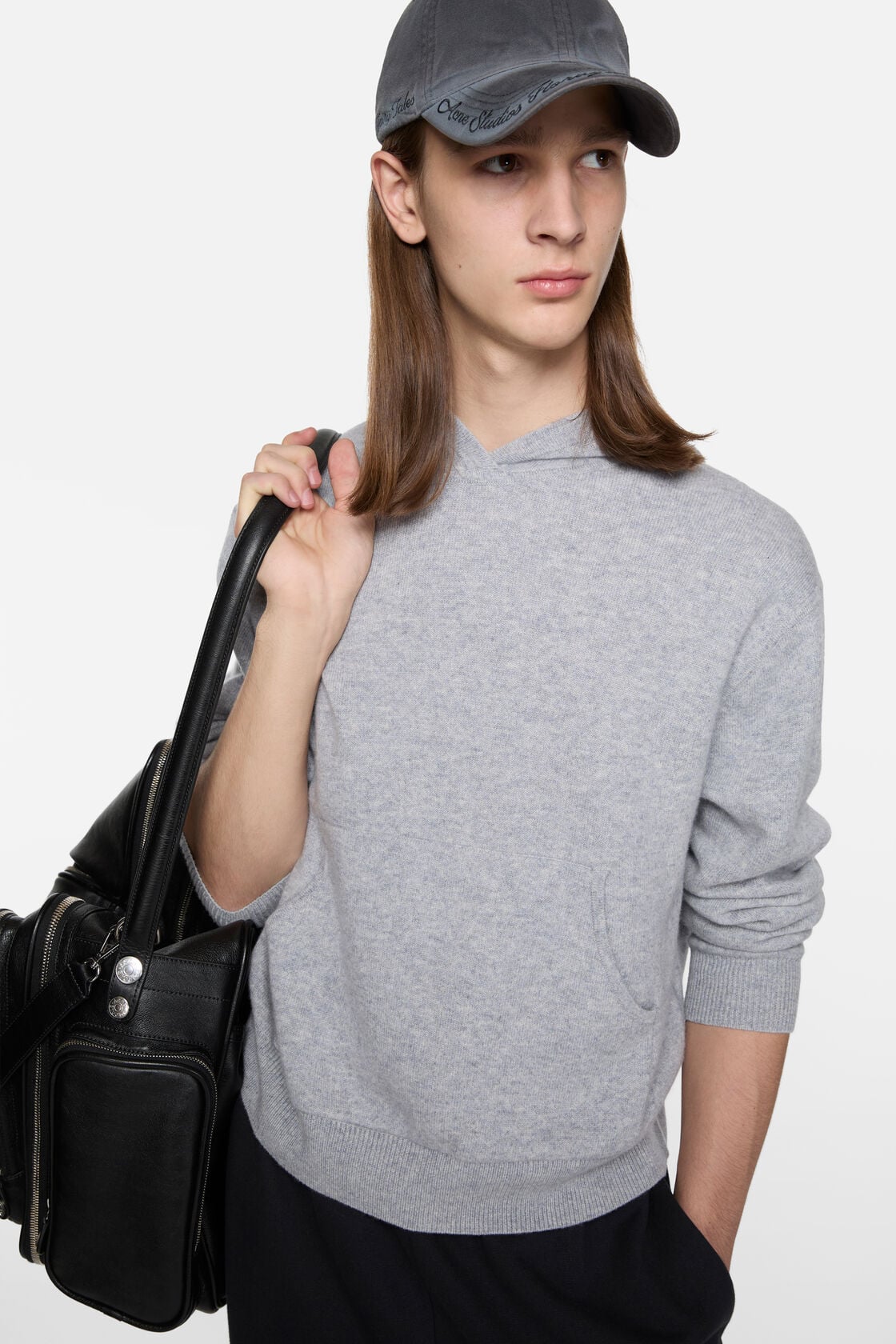 Cashmere hoodie - Cold grey melange