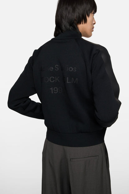 Zip-up logo cardigan - Black