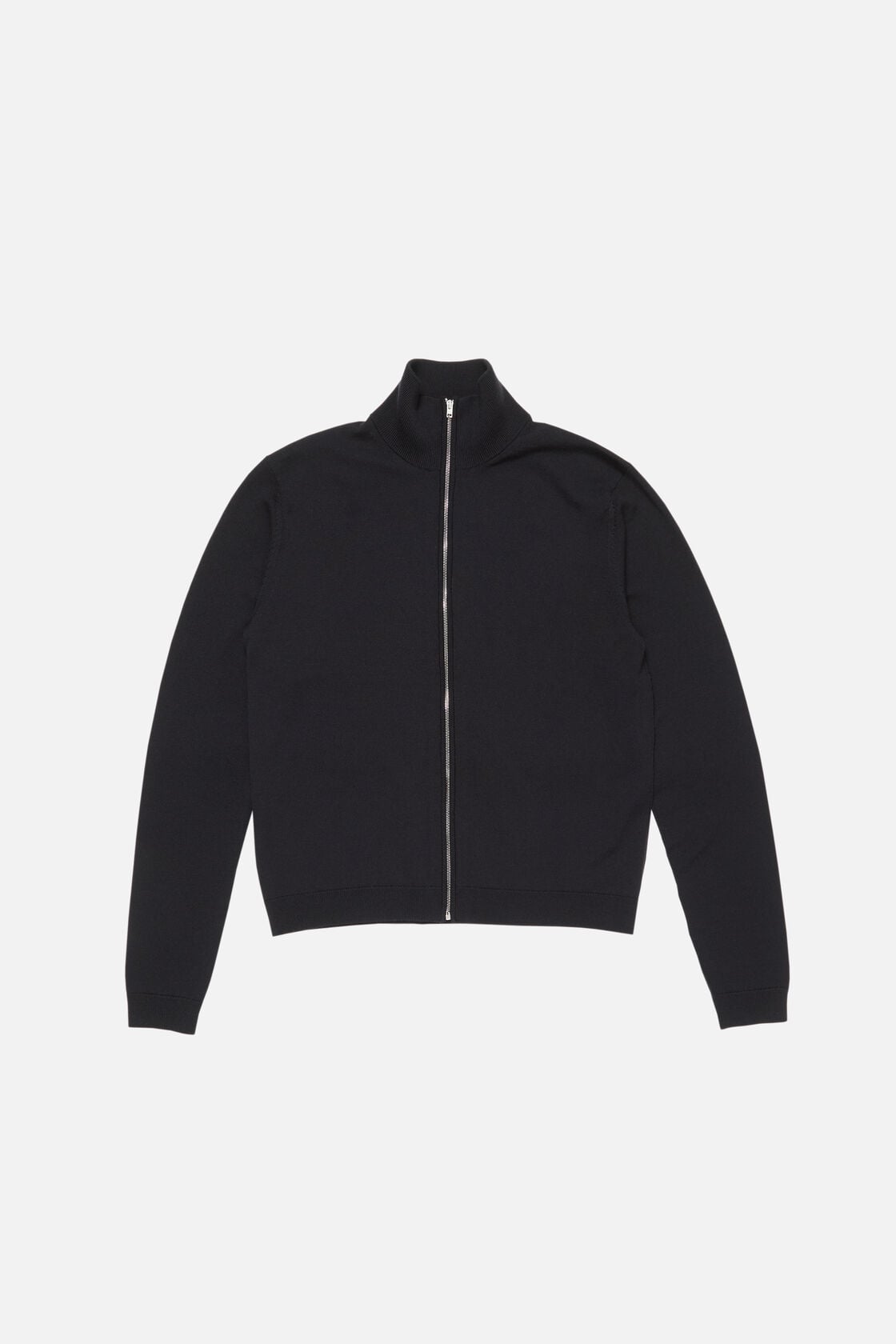 Zip-up bow logo cardigan - Black