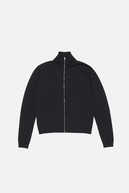 Zip-up bow logo cardigan - Black