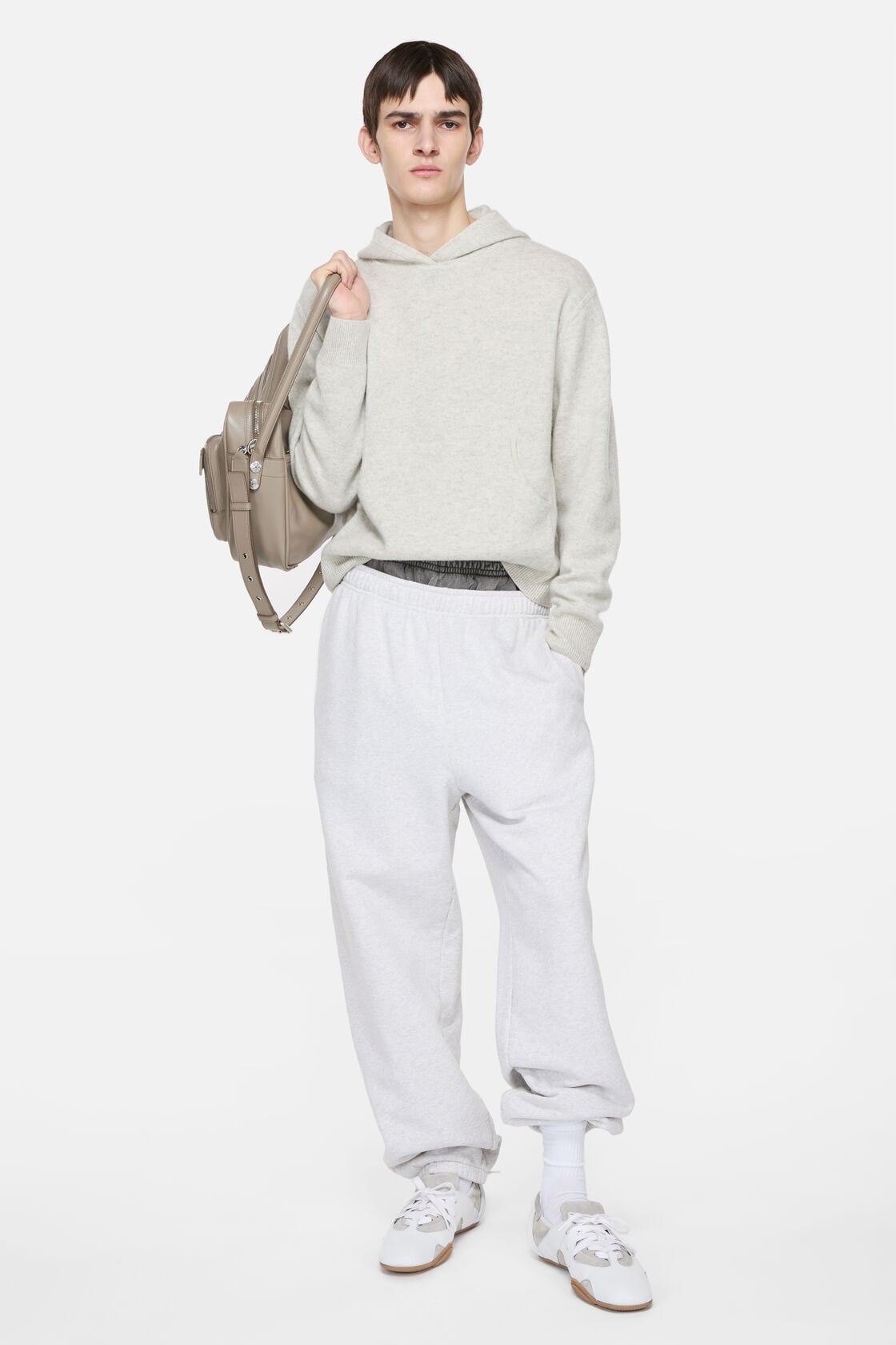 Cashmere hoodie - Light Grey Melange
