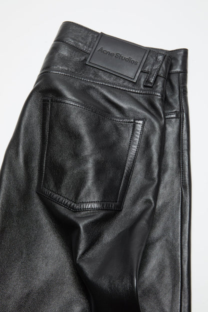 Leather trousers - regular fit - Black