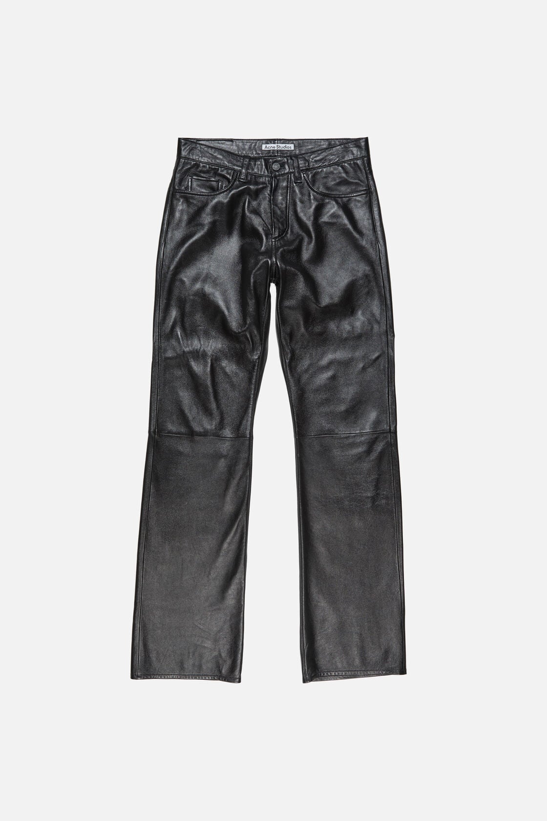 Leather trousers - regular fit - Black