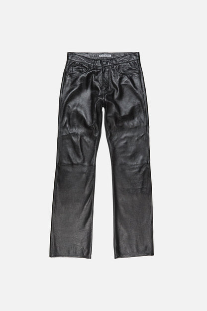 Leather trousers - regular fit - Black