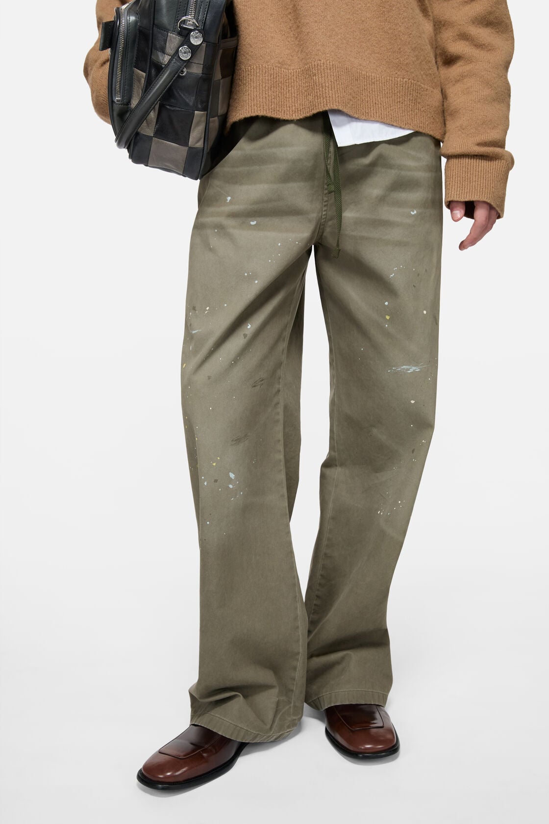 Washed cotton trousers - Dusty green