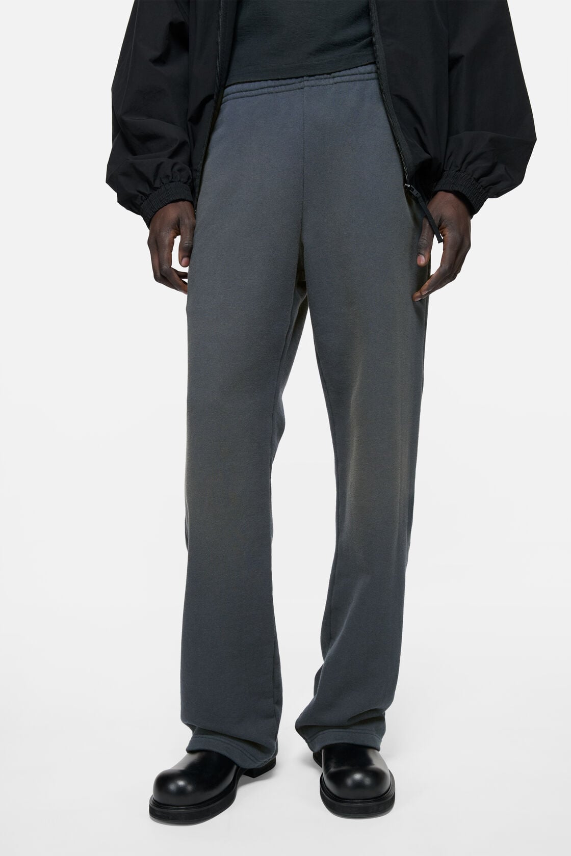 Fleece trousers with stamp logo - Faded black