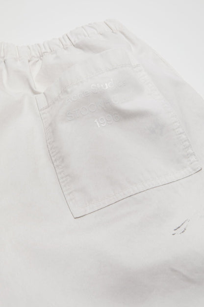 Peached cotton trousers - White