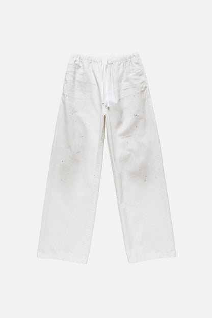 Peached cotton trousers - White