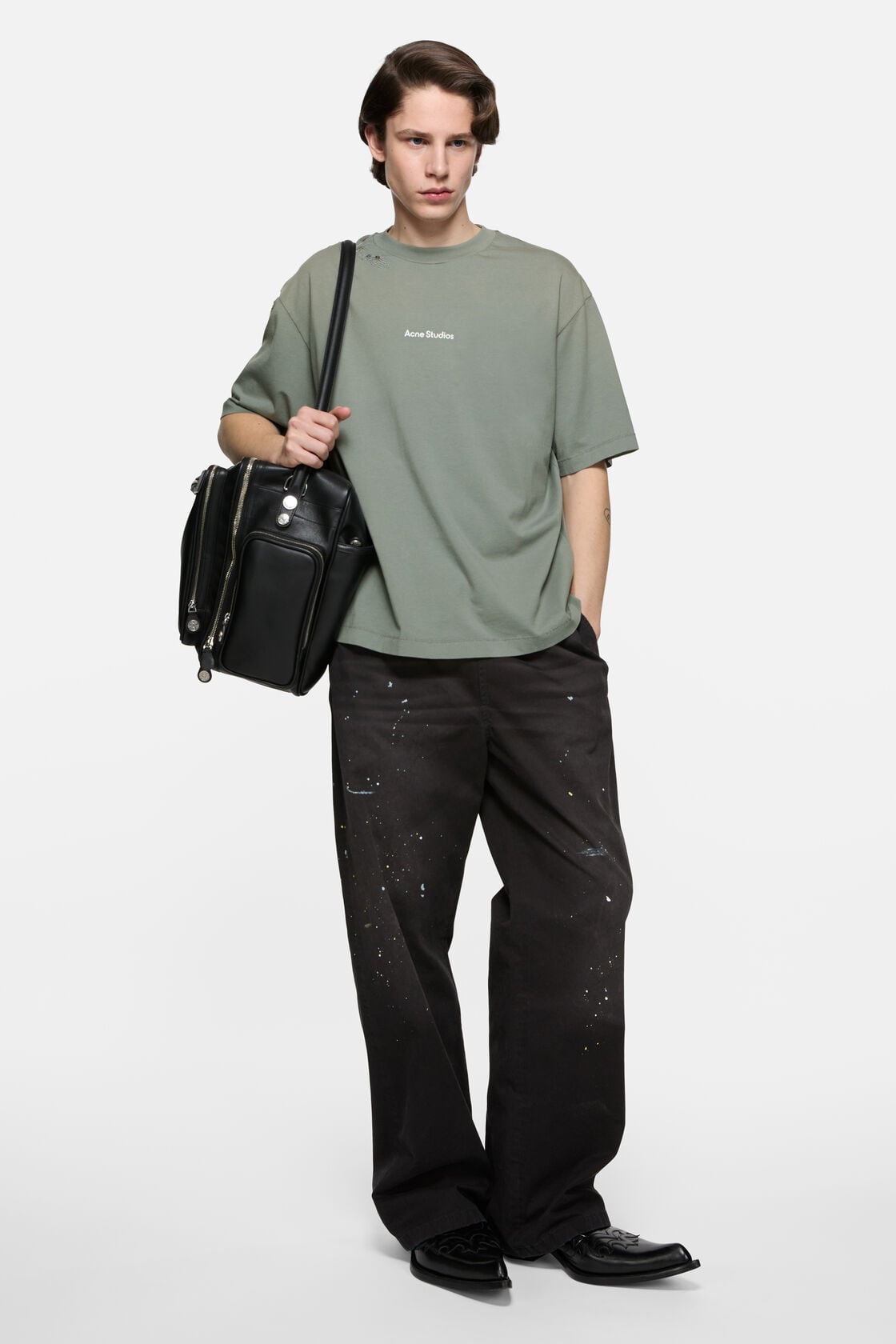 Washed cotton trousers - Black