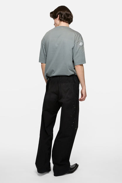 Washed cotton trousers - Black