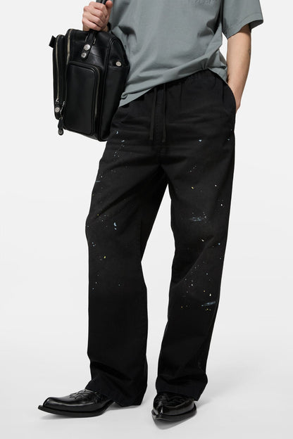 Washed cotton trousers - Black