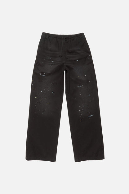 Washed cotton trousers - Black