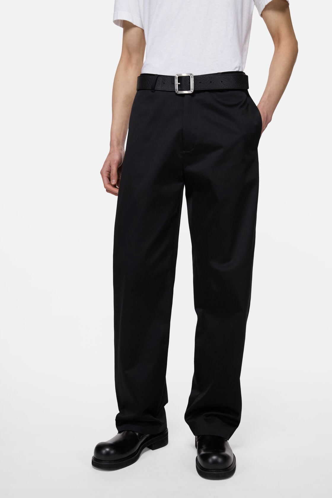 Cotton satin trousers - Black