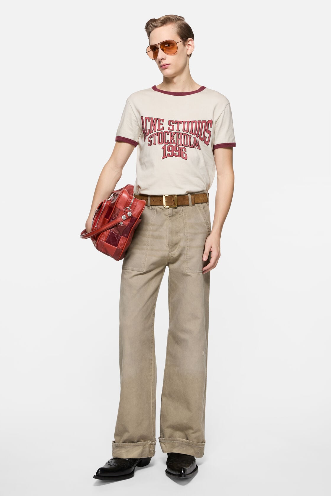 Graphic t-shirt - Off white/burgundy