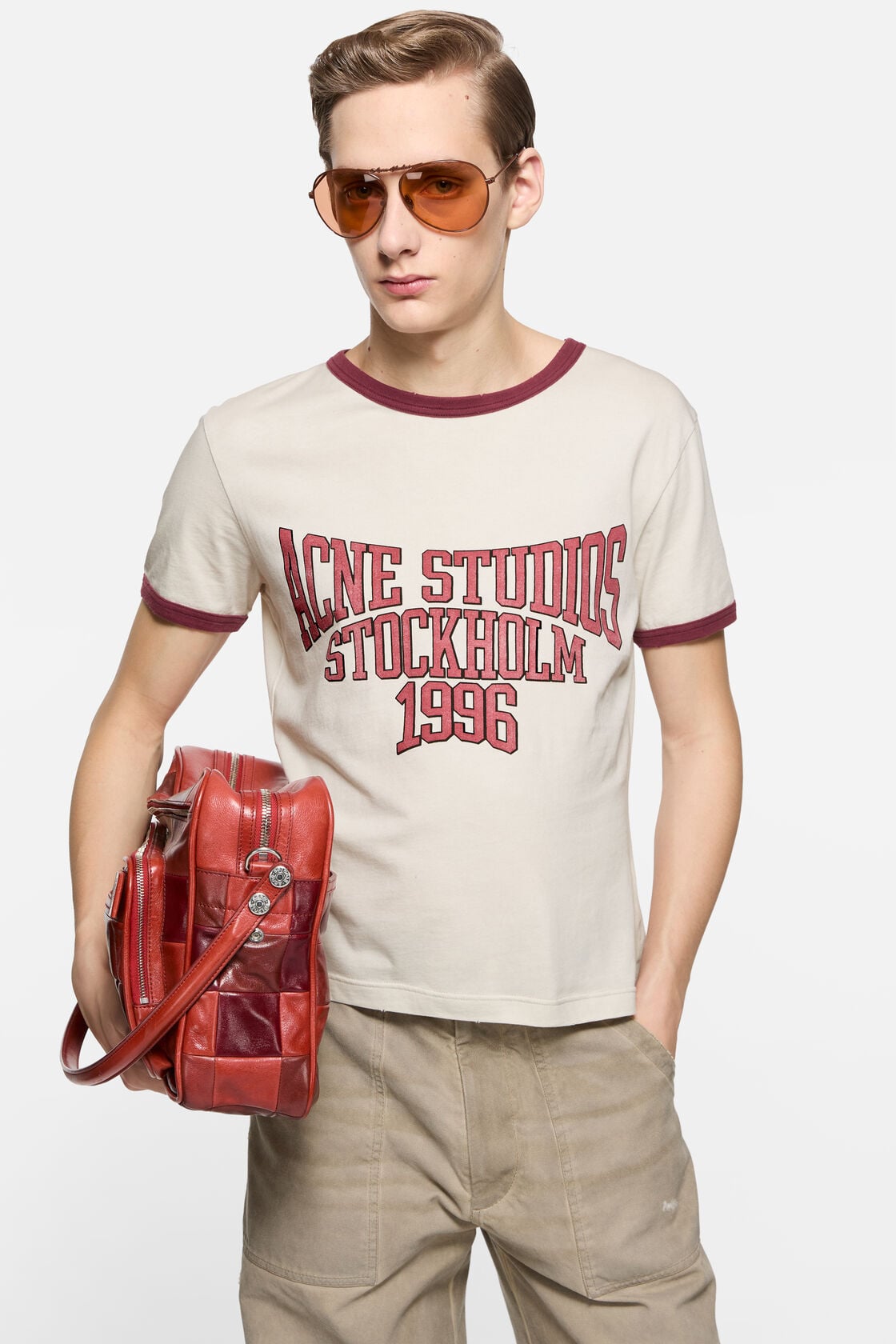 Graphic t-shirt - Off white/burgundy