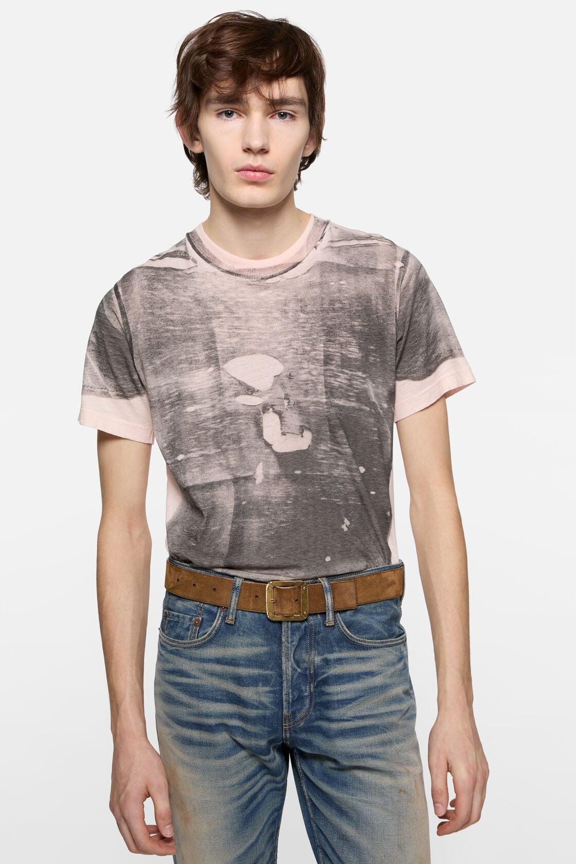 Tromp-l'œil t-shirt - Pink/grey