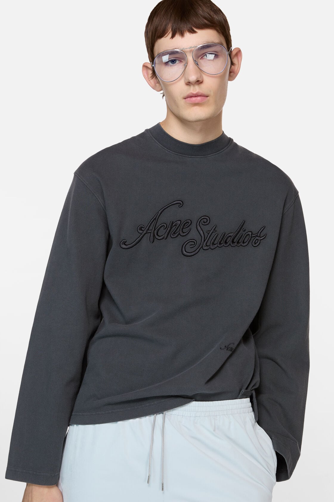 Embroidered logo t-shirt - Faded black