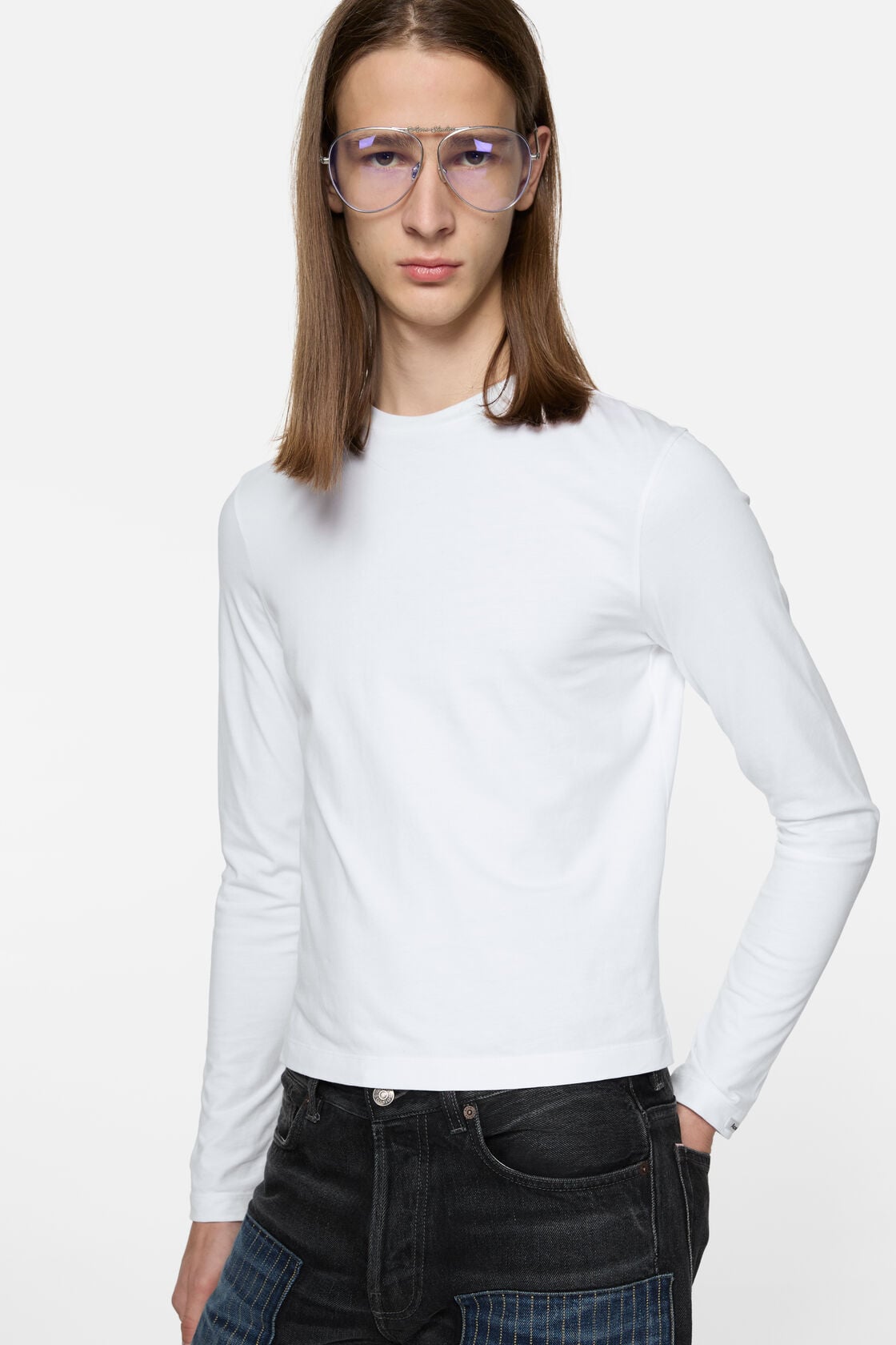 Satin label t-shirt - regular - Optic White