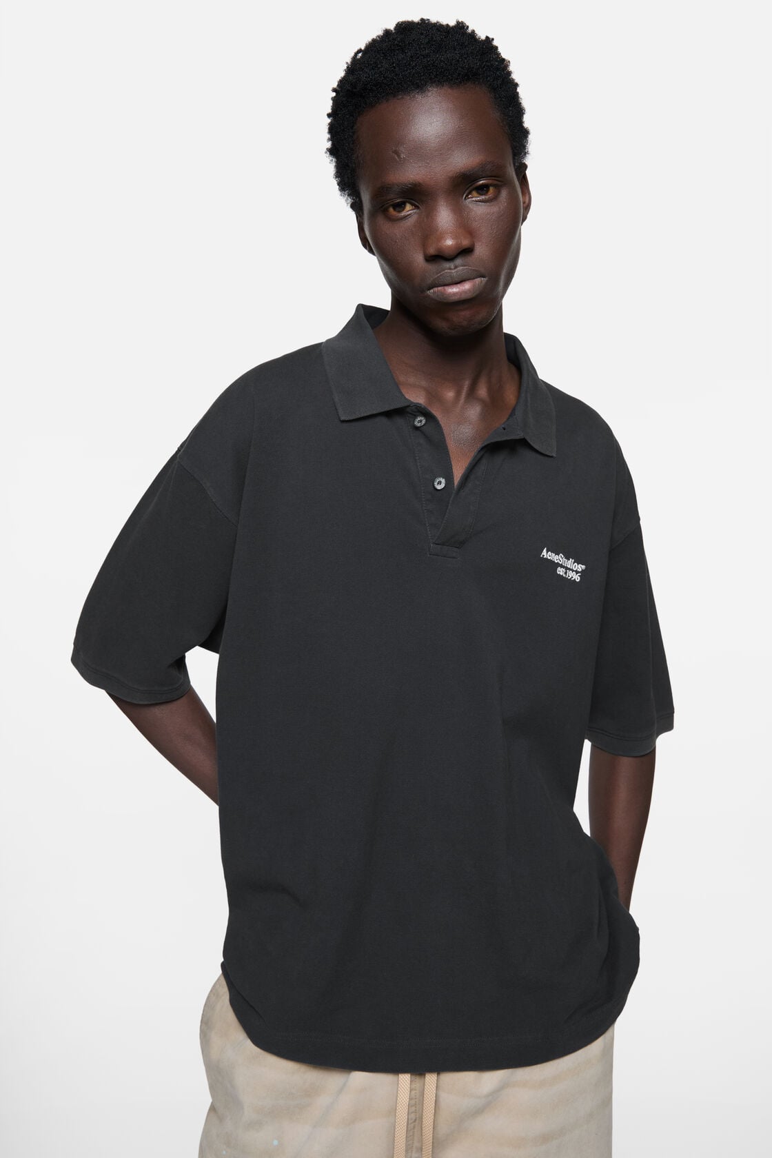 Washed logo polo - Black