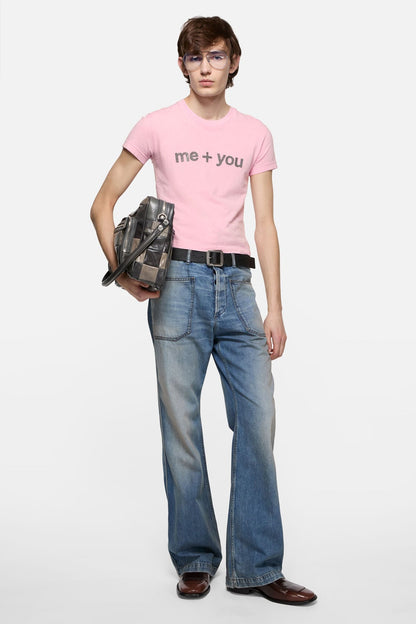 Fitted graphic  t-shirt - Pale Pink