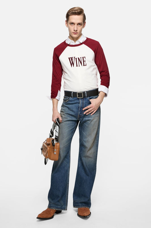 Wine graphic t-shirt - Burgundy/white