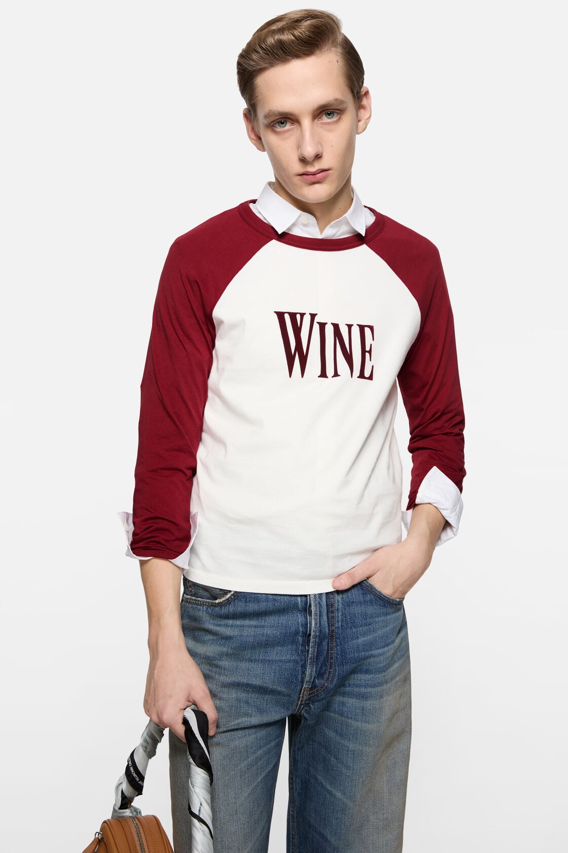 Wine graphic t-shirt - Burgundy/white