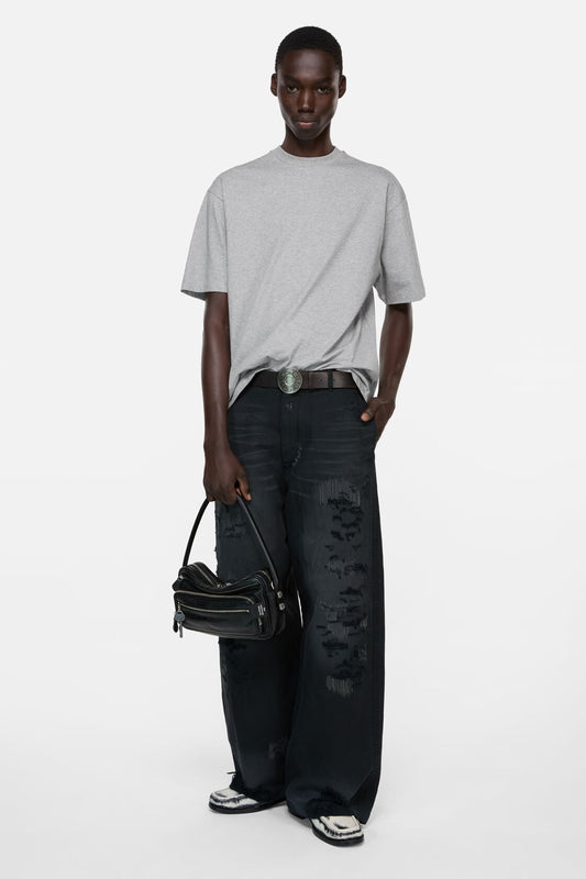 Satin logo t-shirt - relaxed - Grey Melange
